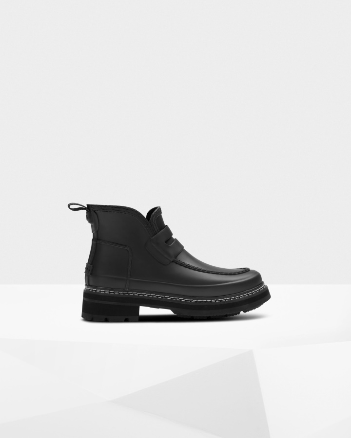 Hunter Women's Refined Stitch Detail Loafer Boots Black