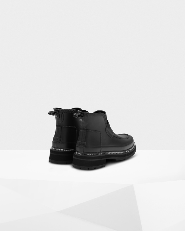 Hunter Women's Refined Stitch Detail Loafer Boots Black