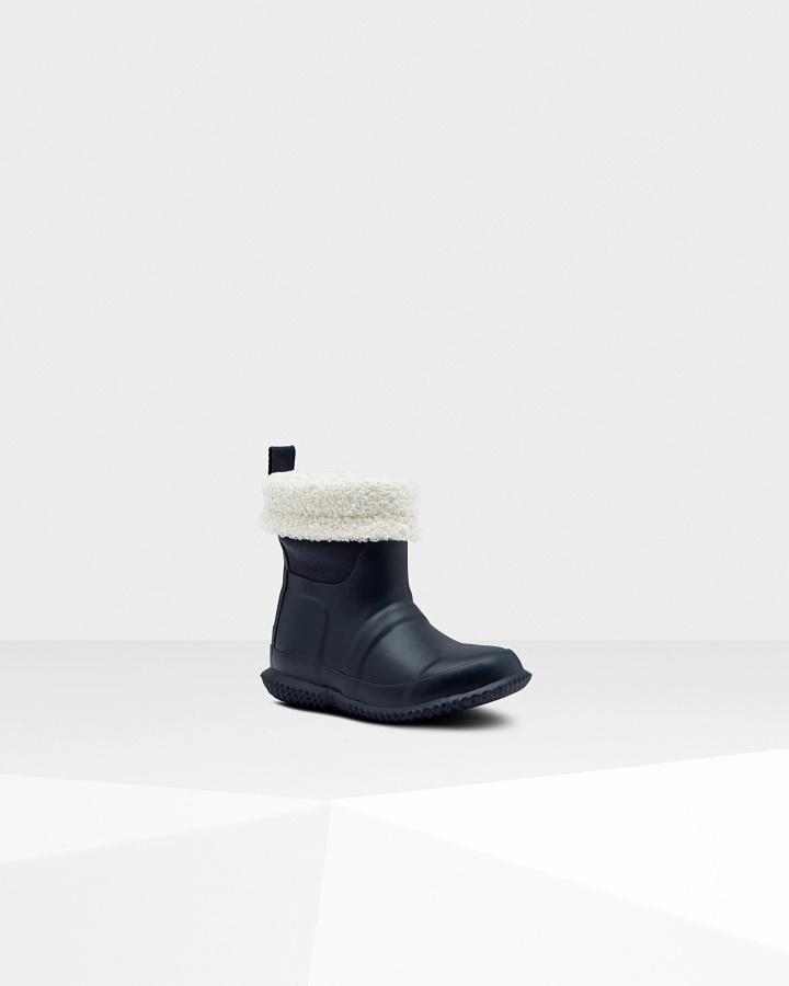 Hunter Little Kids (18 Months-6 Years) Insulated Roll Top Vegan Shearling Boots Hunter Navy