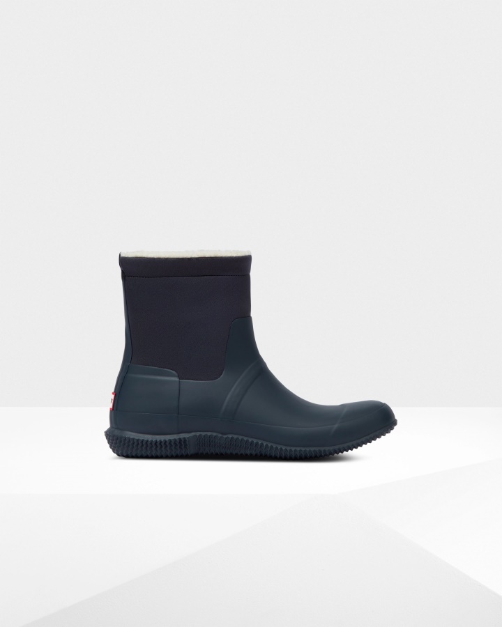 Hunter Men's Insulated Roll Top Vegan Shearling Boots Hunter Navy