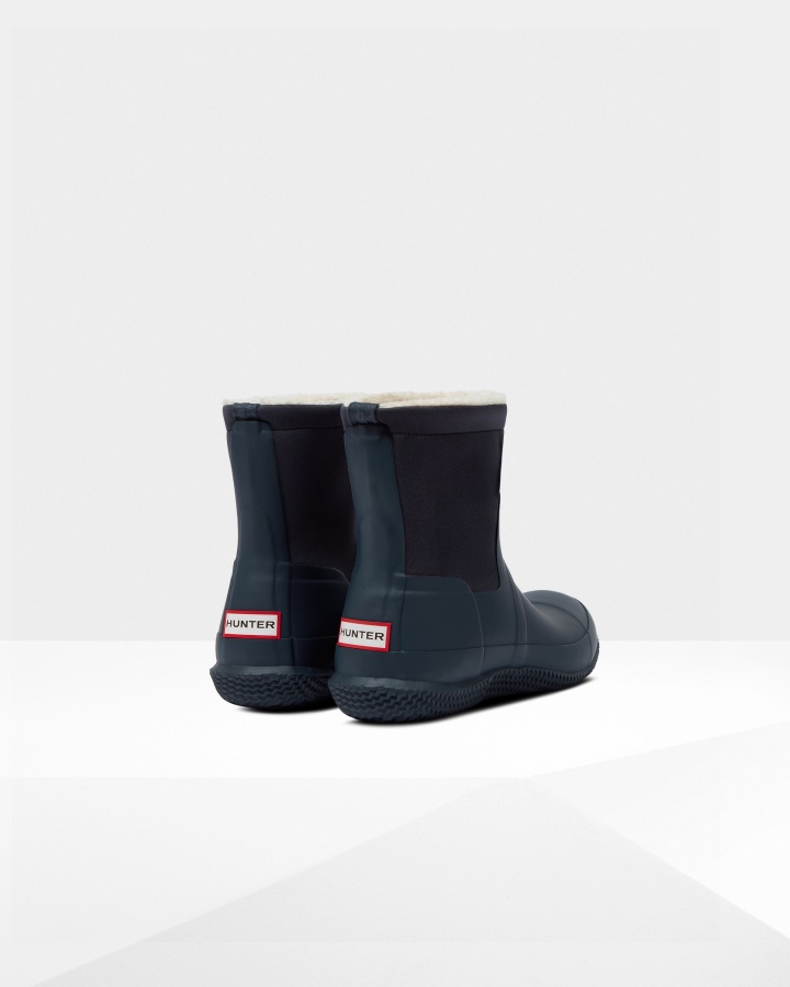 Hunter Men's Insulated Roll Top Vegan Shearling Boots Hunter Navy