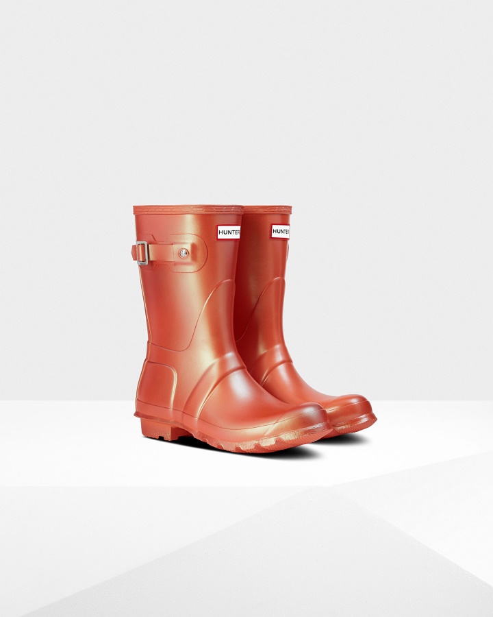 Hunter Women's Nebula Short Rain Boots Alpine Poppy Orange