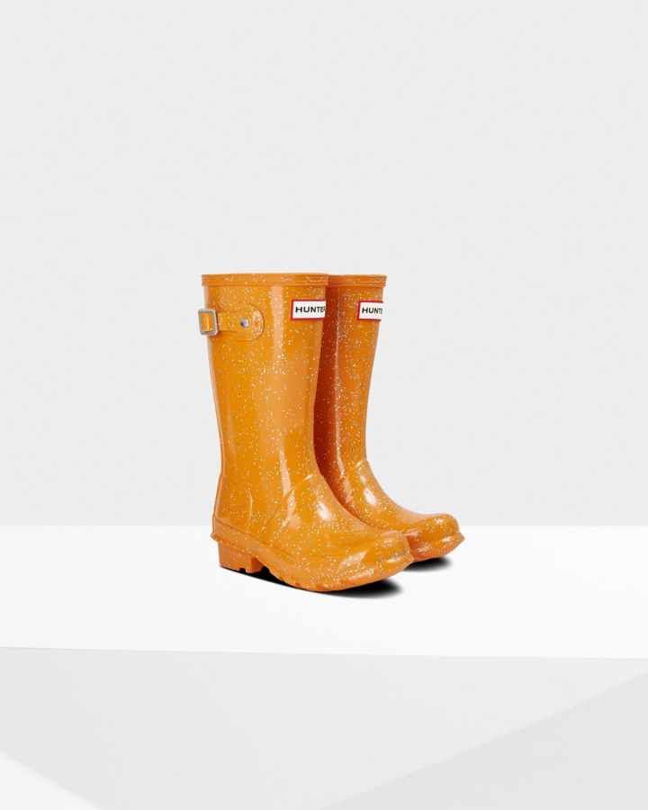 Hunter Big Kids (5-11 Years) Giant Glitter Rain Boots Amber Creek Orange