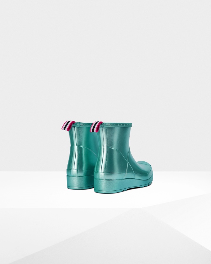 Hunter Women's Play Short Nebula Rain Boots Blue Spruce