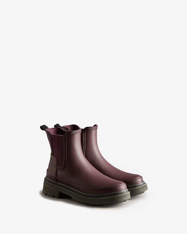 Hunter Women's Refined Stitch Detail Chelsea Boots Chestnut Crust Brown