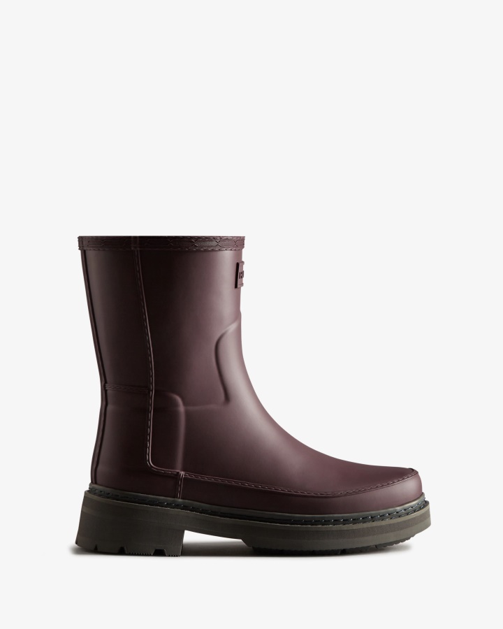 Hunter Women's Refined Stitch Detail Short Rain Boots Chestnut Crust Brown