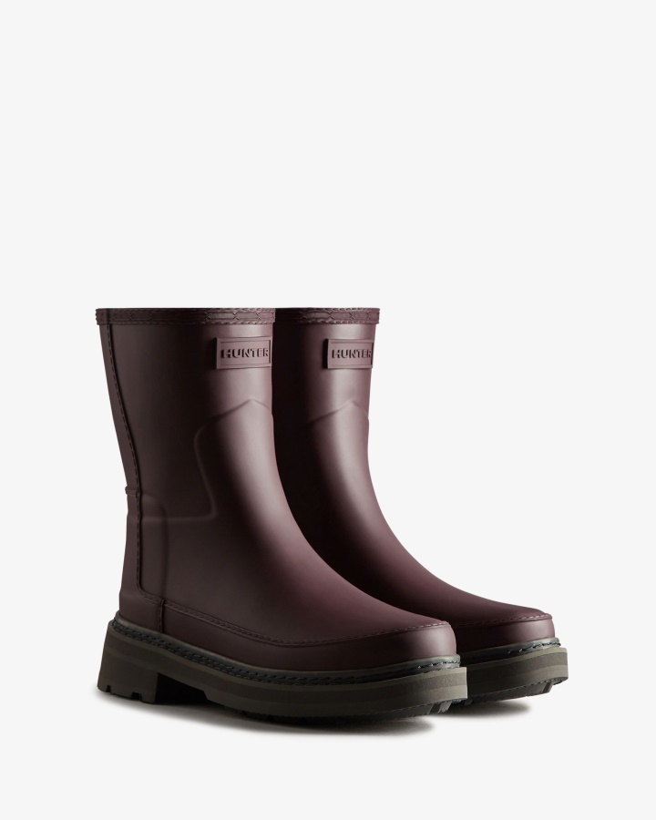 Hunter Women's Refined Stitch Detail Short Rain Boots Chestnut Crust Brown