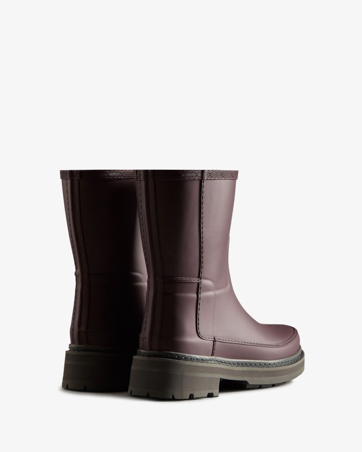 Hunter Women's Refined Stitch Detail Short Rain Boots Chestnut Crust Brown