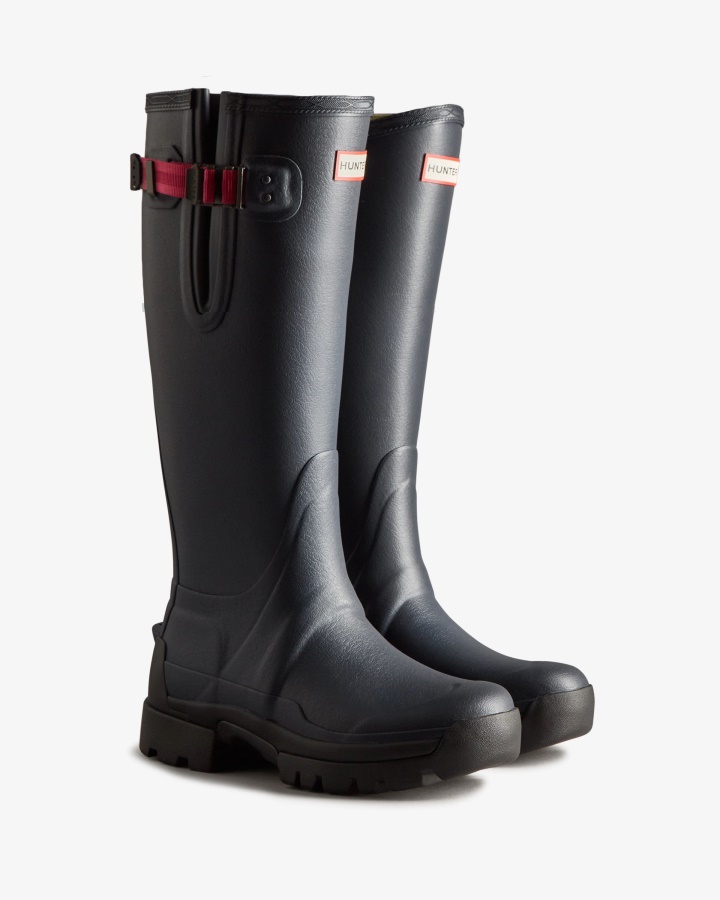 Hunter Women's Balmoral Adjustable 3mm Neoprene Rain Boots Navy- Peppercorn