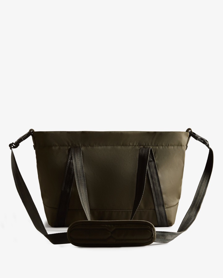 Hunter Nylon Medium Top Clip Tote Bag Dark Olive