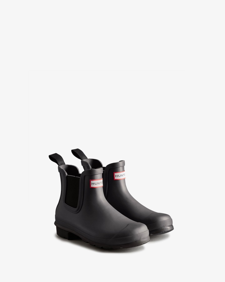 Hunter Women's Original Two Tone Chelsea Boots Black Ice-Black