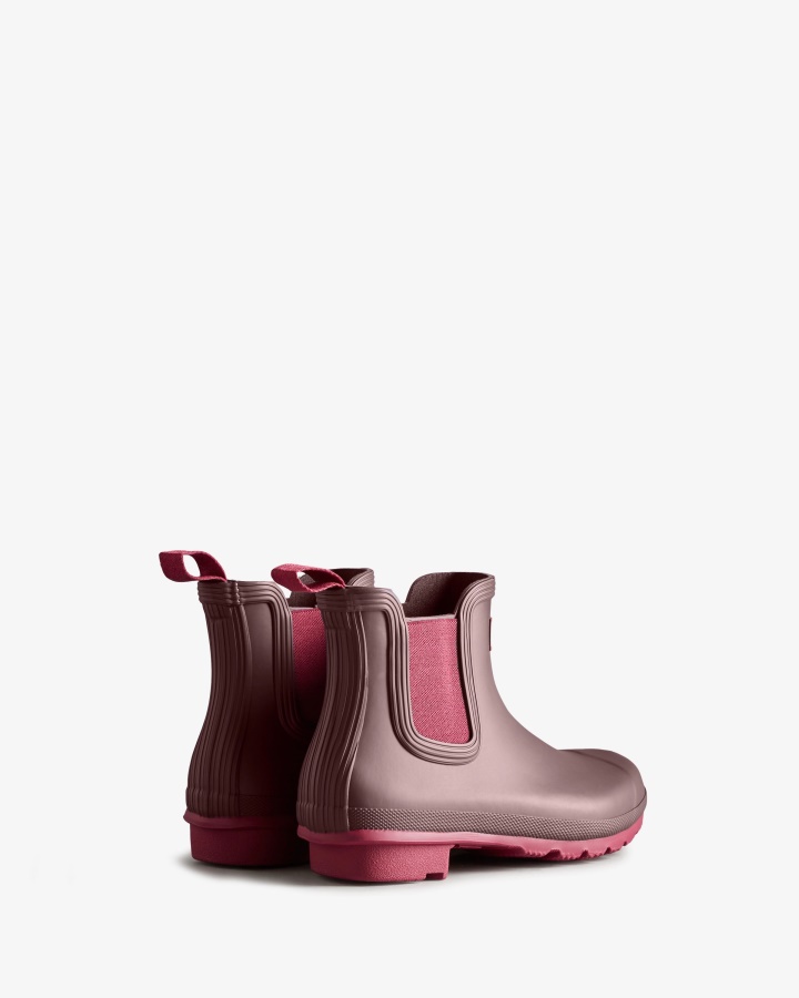 Hunter Women's Original Chelsea Boots Chestnut Crust Brown-Hayes Burgundy