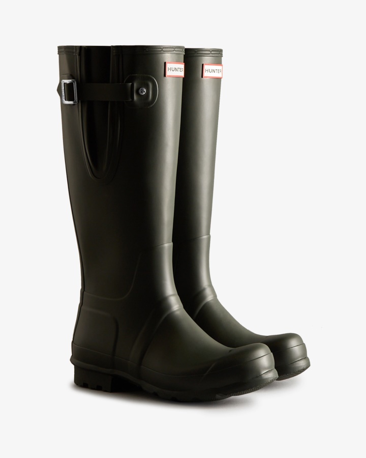 Hunter Men's Tall Side Adjustable Rain Boots Dark Olive