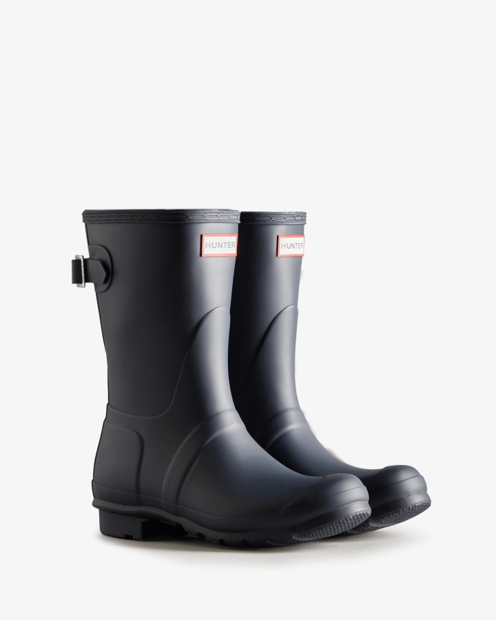 Hunter Women's Short Back Adjustable Rain Boots Navy