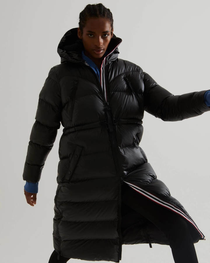 Hunter Women's Insulated Rubberized Long Puffer Coat Black