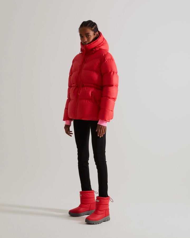 Hunter Women's Insulated Rubberized A-Line Puffer Jacket Red Chill