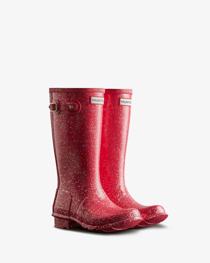 Hunter Big Kids (5-11 Years) Giant Glitter Rain Boots Thrift Pink