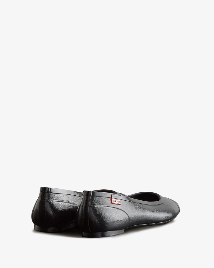 Hunter Women's Tour Gloss Ballerina Flats Black