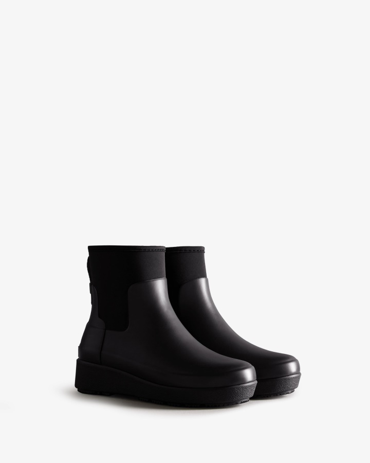 Hunter Women's Refined Slim Fit Neoprene Creeper Chelsea Boots Black