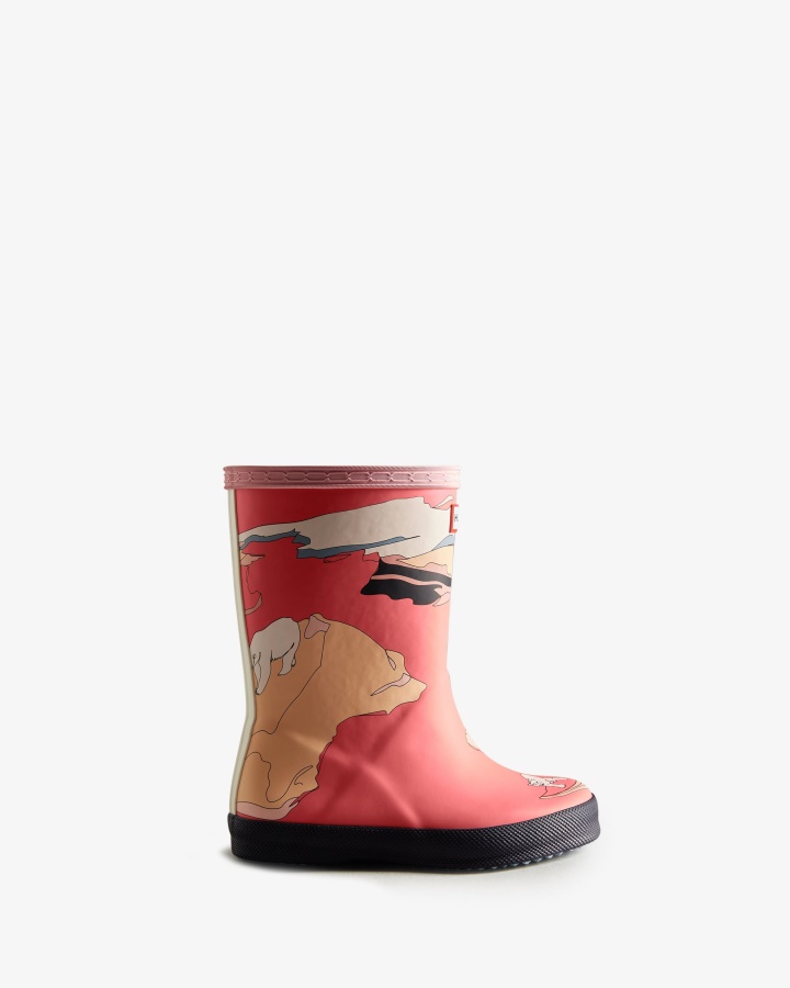 Hunter Kids First (18 Months-8 Years) Iceberg Print Rain Boots Iceberg Polaris Pink