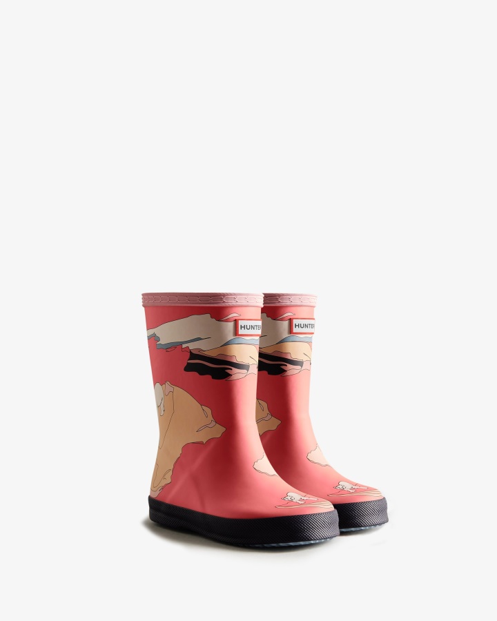 Hunter Kids First (18 Months-8 Years) Iceberg Print Rain Boots Iceberg Polaris Pink