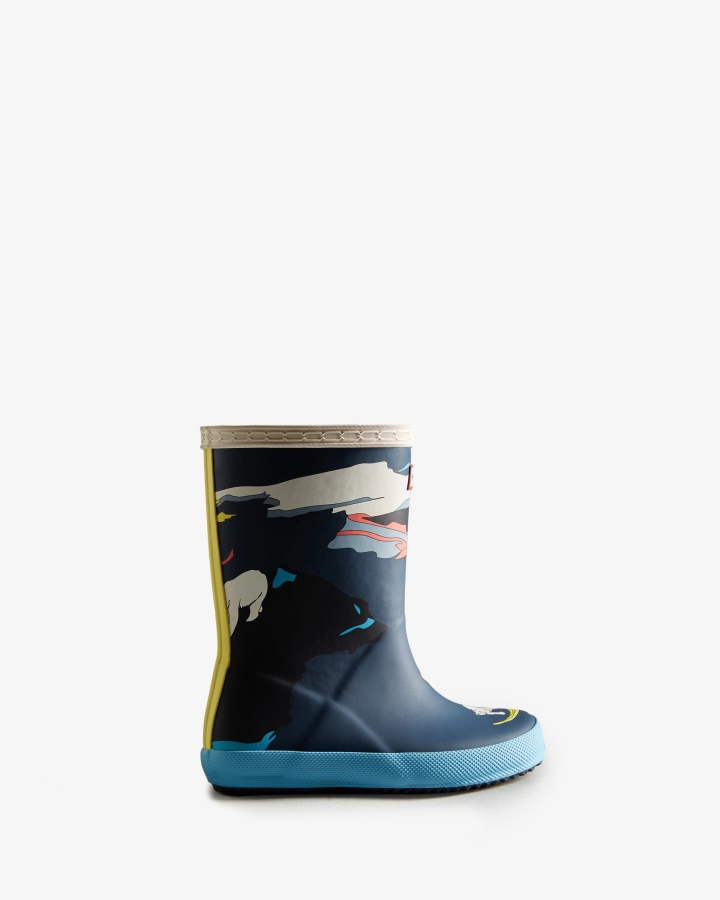 Hunter Kids First (18 Months-8 Years) Iceberg Print Rain Boots Iceberg Kerhuelen Navy