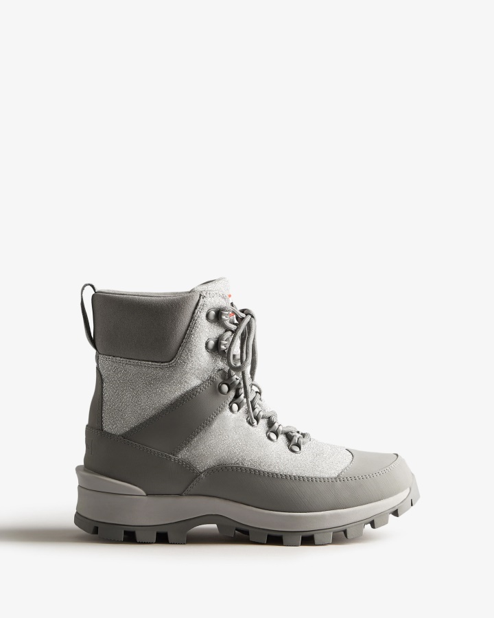 Hunter Women's Insulated Glitter Commando Boots Silver-Tundra Grey
