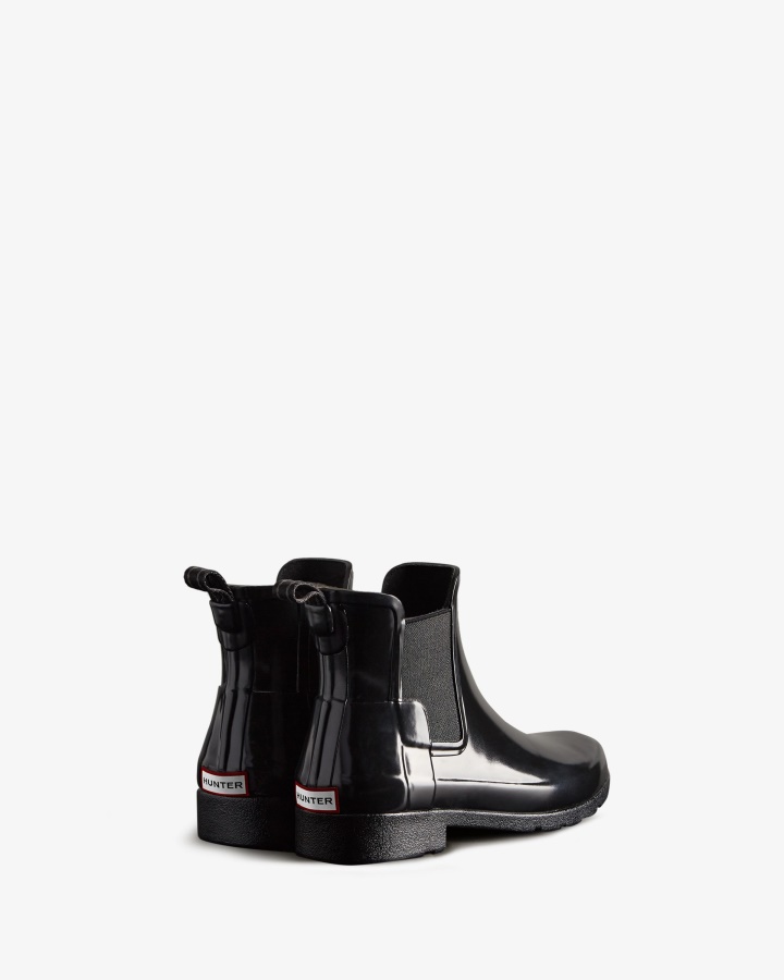 Hunter Women's Refined Gloss Slim Fit Chelsea Boot Black