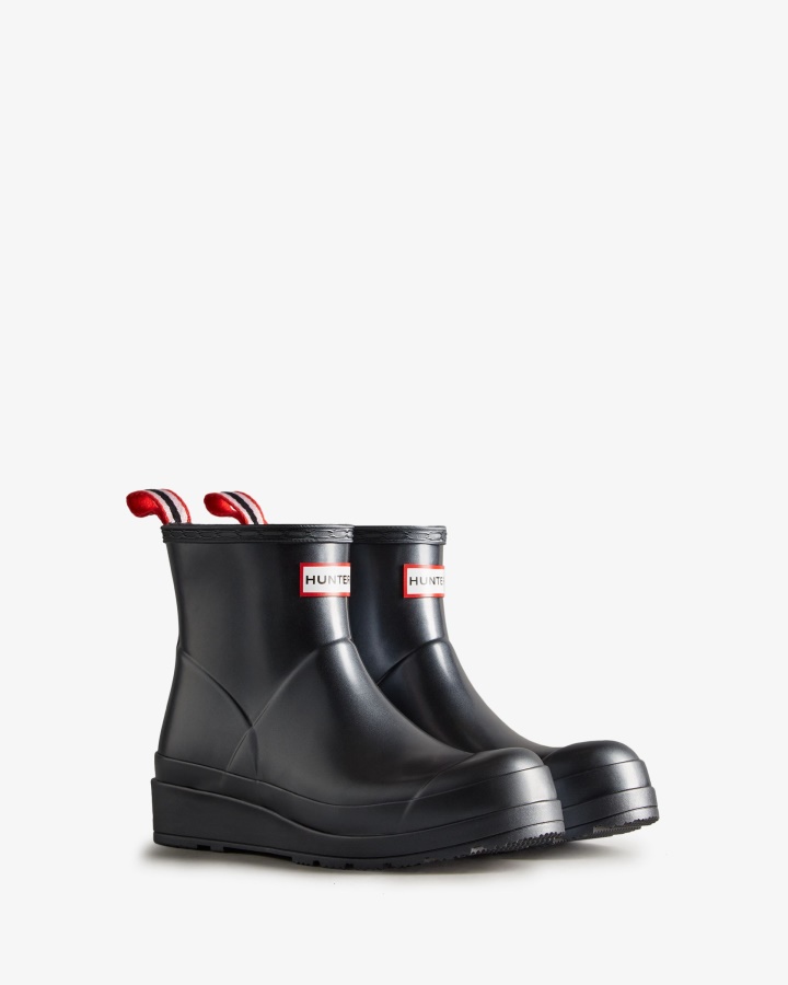 Hunter Women's Play Short Pearlized Rain Boots Black