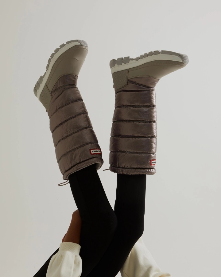 Hunter Women's Insulated Metallic Tall Snow Boots Dark Silver-Hail Grey