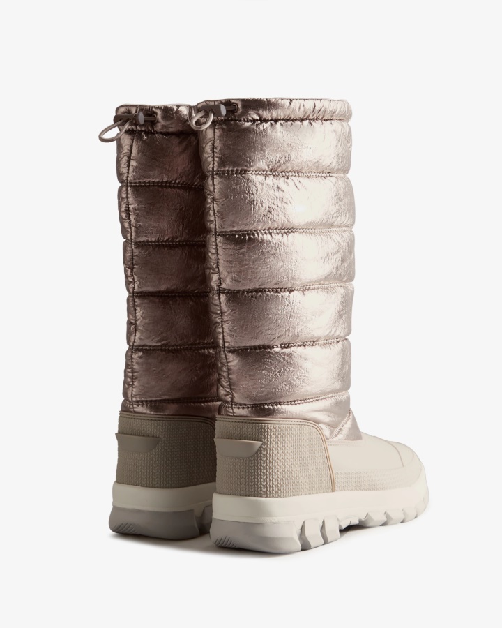 Hunter Women's Insulated Metallic Tall Snow Boots Dark Silver-Hail Grey