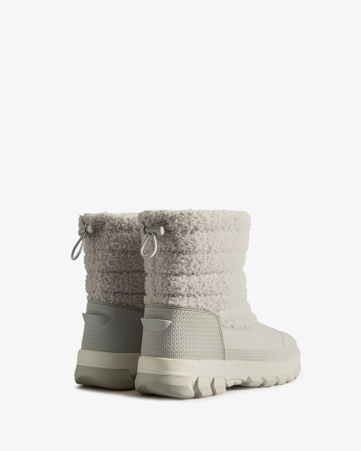 Hunter Women's Insulated Short Vegan Shearling Snow Boots Frosted Grey