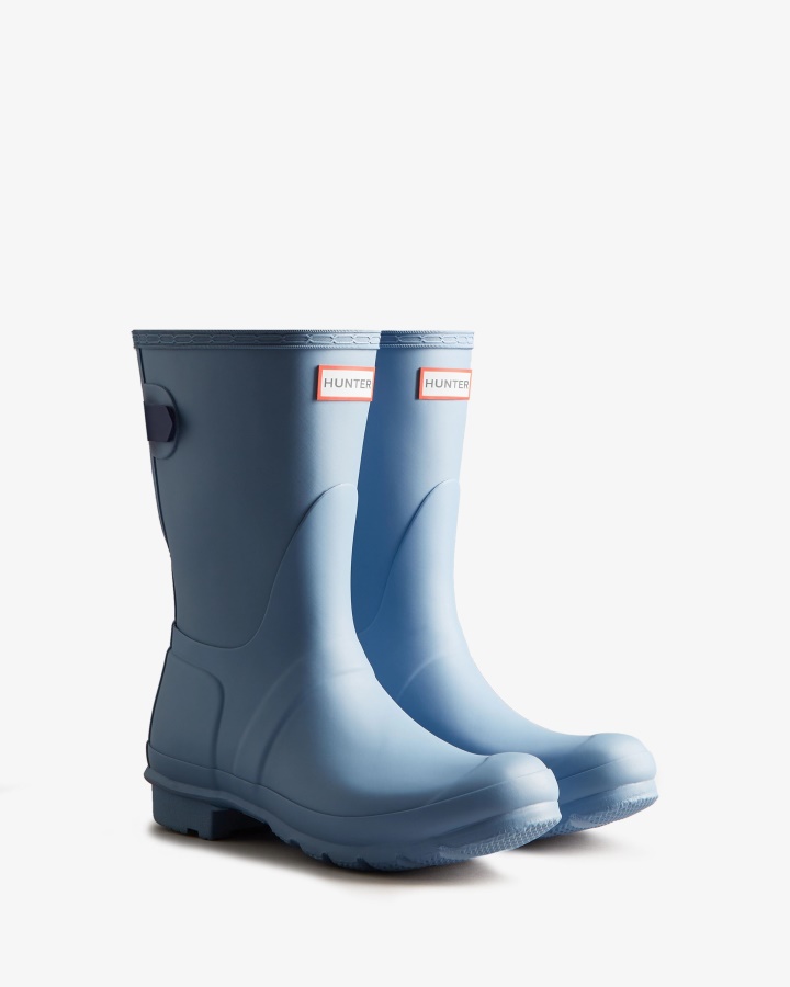 Hunter Women's Short Back Adjustable Rain Boots Bouvet Blue-Balder Blue