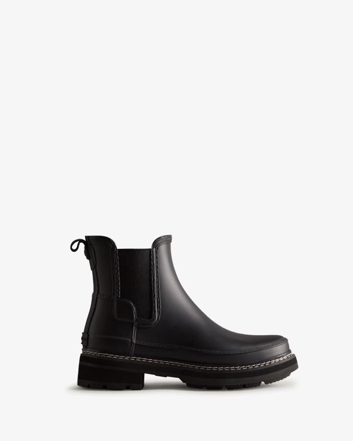 Hunter Women's Refined Stitch Detail Chelsea Boots Black