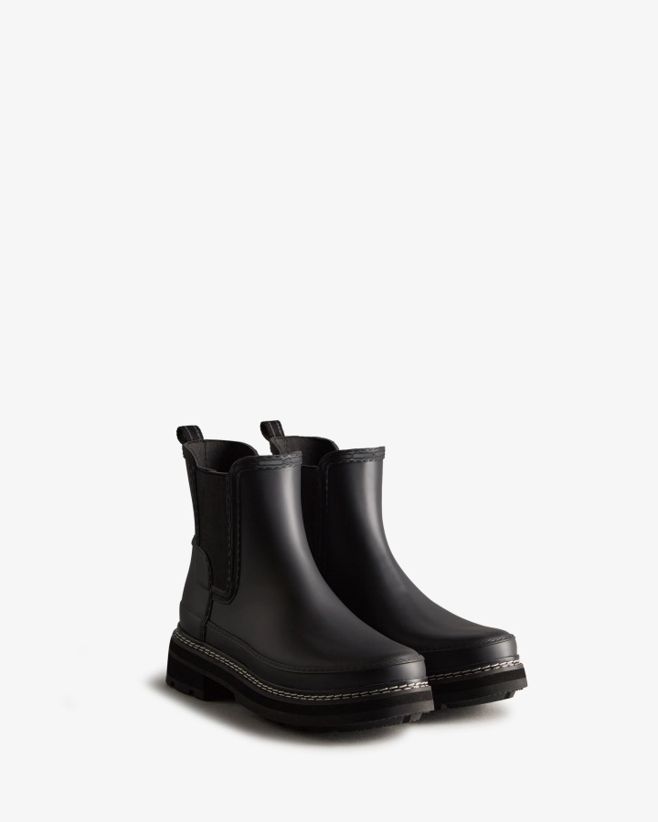 Hunter Women's Refined Stitch Detail Chelsea Boots Black