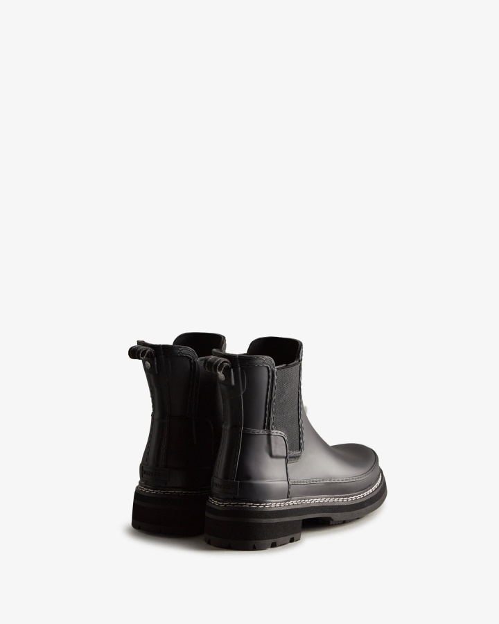 Hunter Women's Refined Stitch Detail Chelsea Boots Black