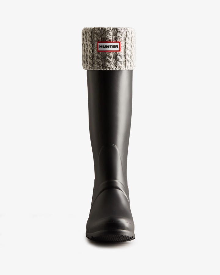 Recycled Mini Cable Knitted Cuff Tall Boot Hunter Socks