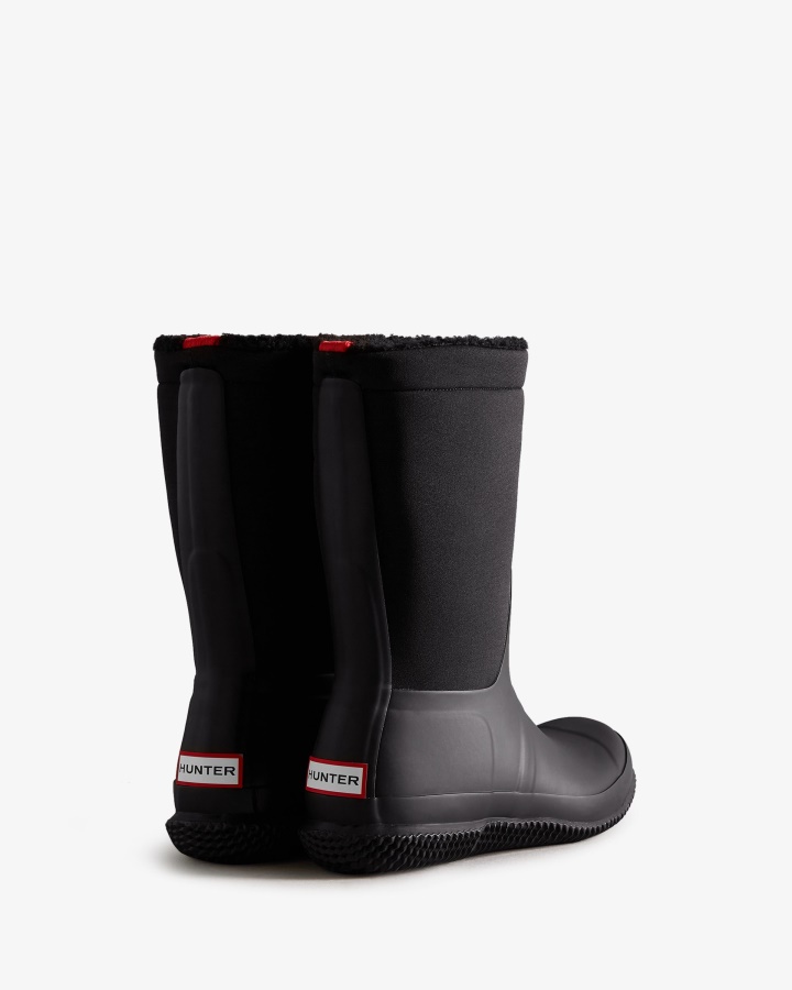 Hunter Women's Insulated Roll Top Vegan Shearling Boots Black