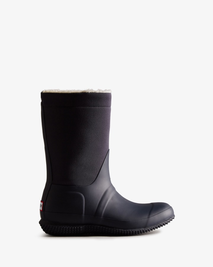 Hunter Women's Insulated Roll Top Vegan Shearling Boots Hunter Navy