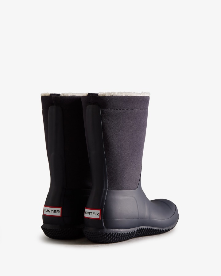Hunter Women's Insulated Roll Top Vegan Shearling Boots Hunter Navy
