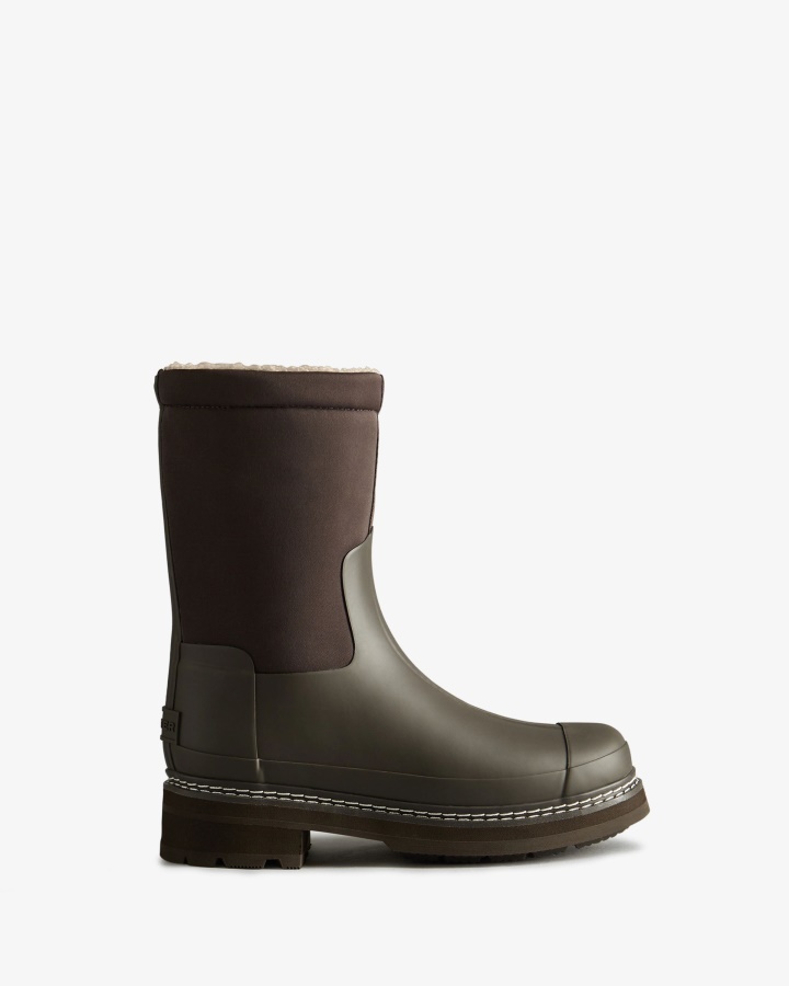 Hunter Women's Refined Stitch Roll Top Vegan Shearling Boots Bitter Chocolate