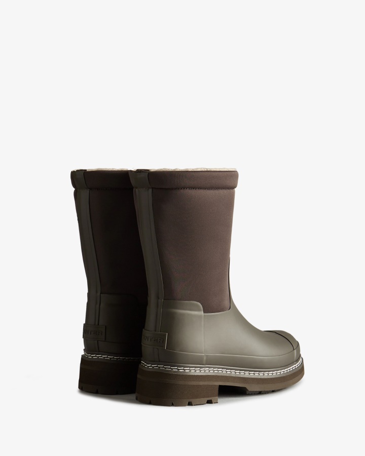 Hunter Women's Refined Stitch Roll Top Vegan Shearling Boots Bitter Chocolate