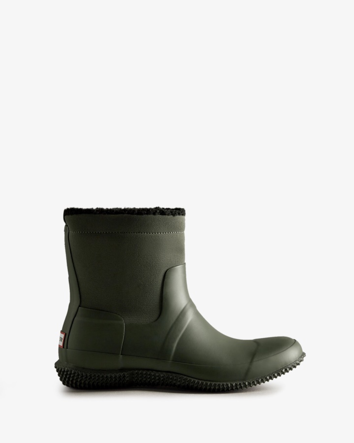Hunter Men's Insulated Roll Top Vegan Shearling Boots Dark Olive