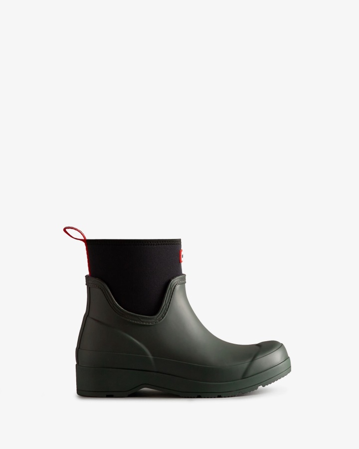 Hunter Women's Play Short Neoprene Rain Boots Arctic Moss Green