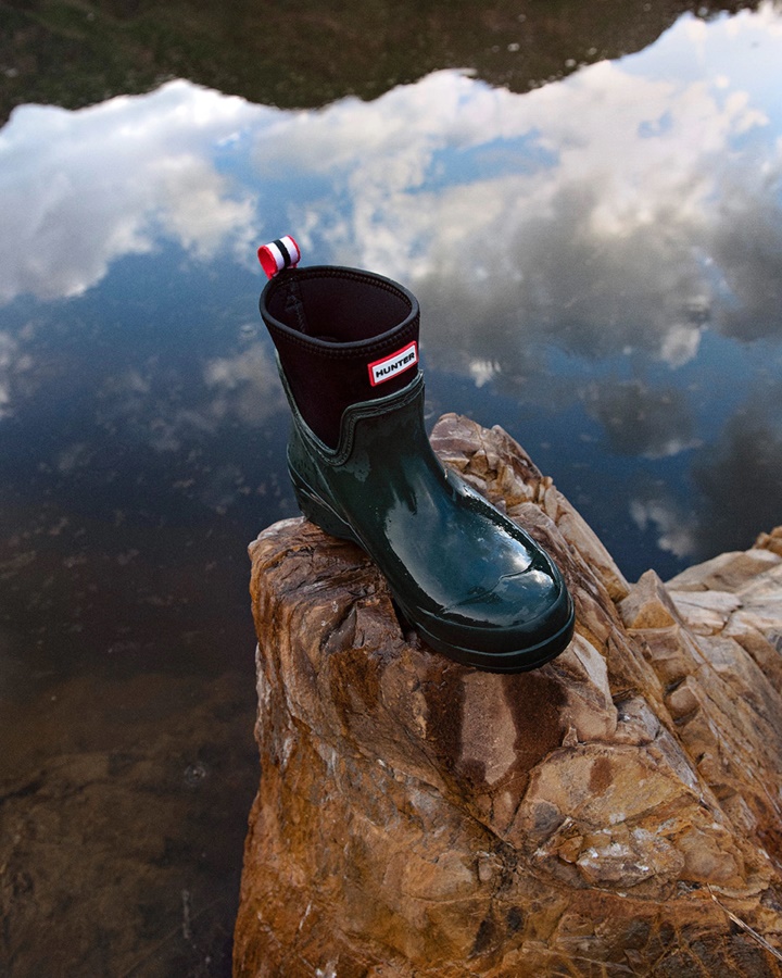 Hunter Women's Play Short Neoprene Rain Boots Arctic Moss Green