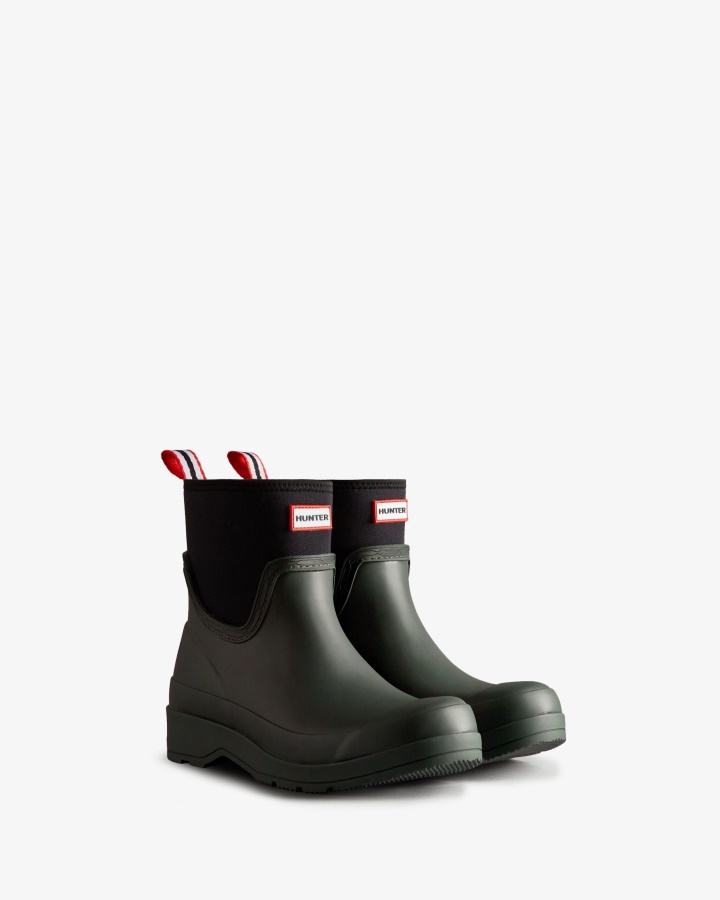 Hunter Women's Play Short Neoprene Rain Boots Arctic Moss Green