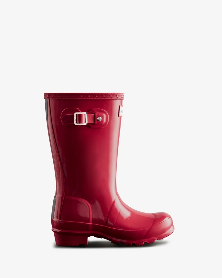 Hunter Original Big Kids (5-11 Years) Gloss Rain Boots Bright Pink