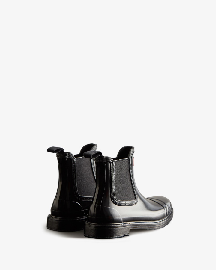 Hunter Women's Commando Gloss Chelsea Boots Black