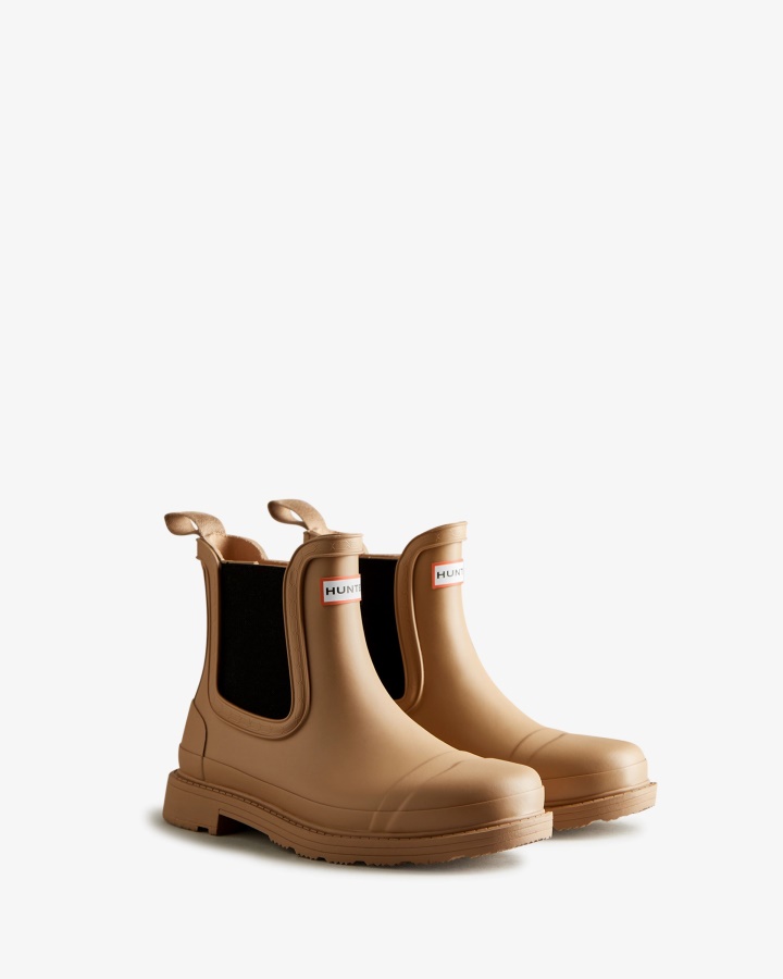 Hunter Women's Commando Chelsea Boots Tawny Brown