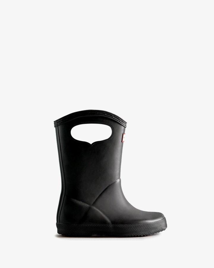 Hunter Kids First (18 Months-8 Years) Grab Handle Rain Boots Black